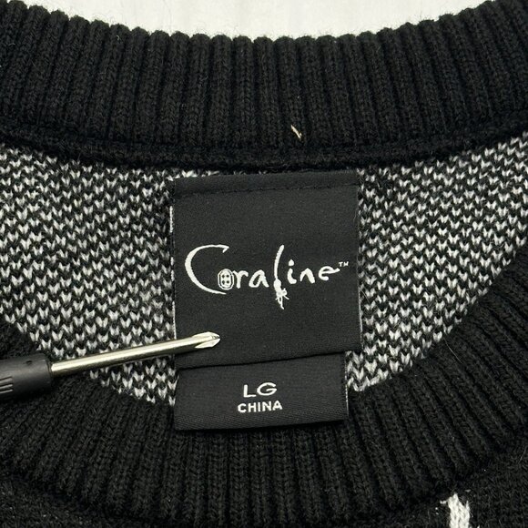 Coraline Laika Unisex Size Large Black Spiderweb Crewneck Pullover Sweater 2023 - Picture 6 of 12